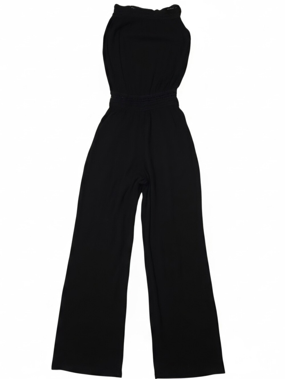 Women's Black Strapless Wide-Leg Jumpsuit
